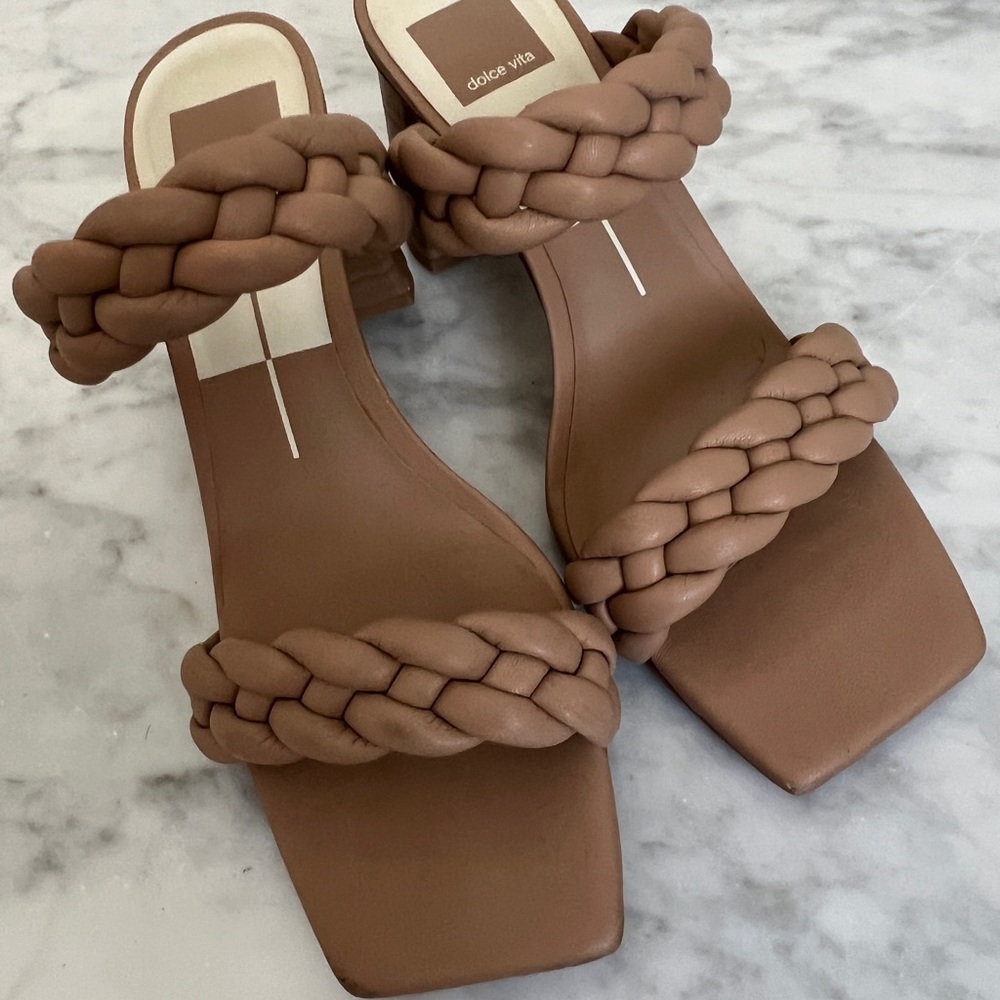 EUC Dolce Vita Tan Braided Heels 3.5” sz 8 - Picture 3 of 7